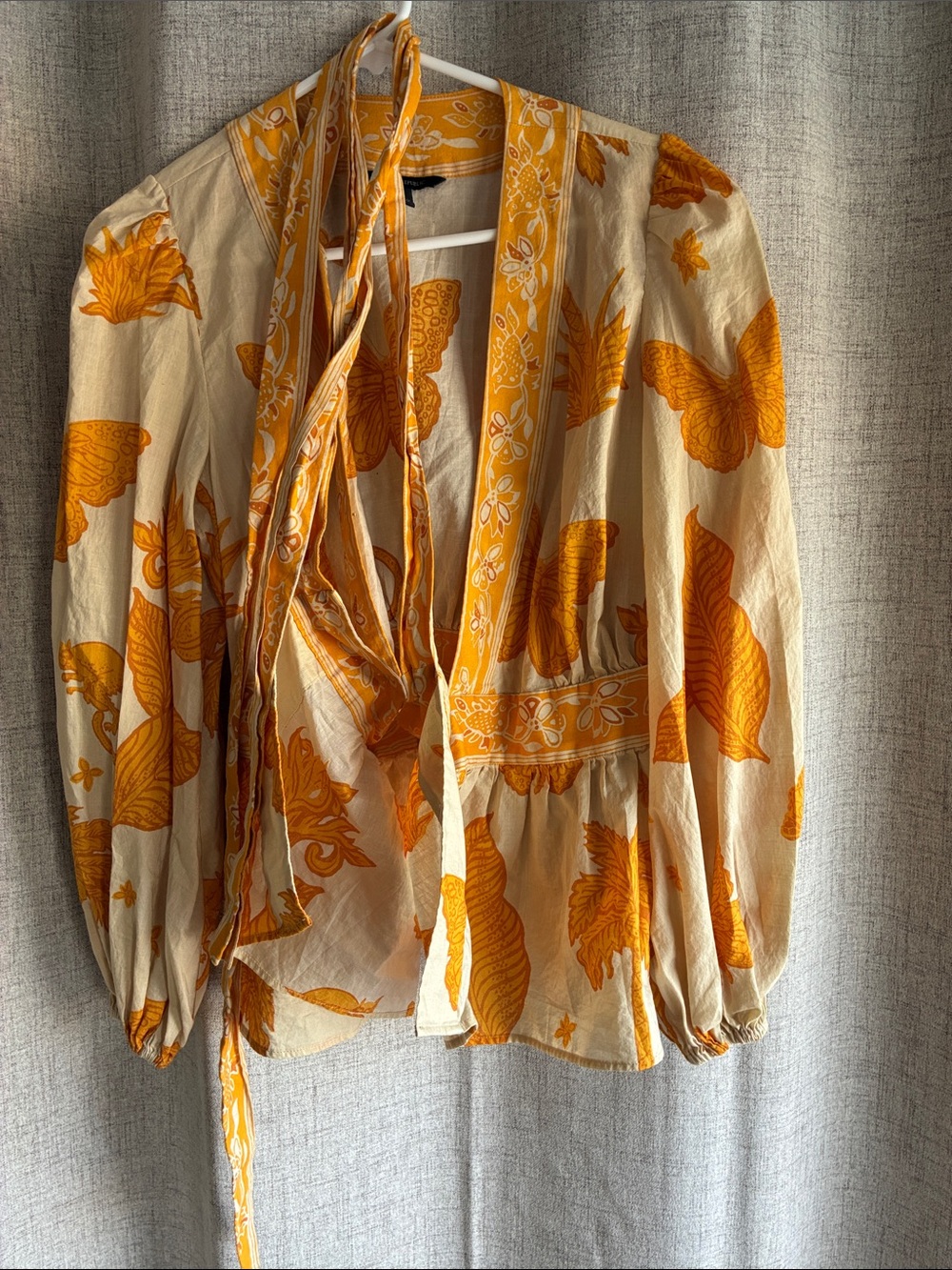 Banana Republic Wrap Blouse with Orange Butterfly Print - Picture 5 of 5